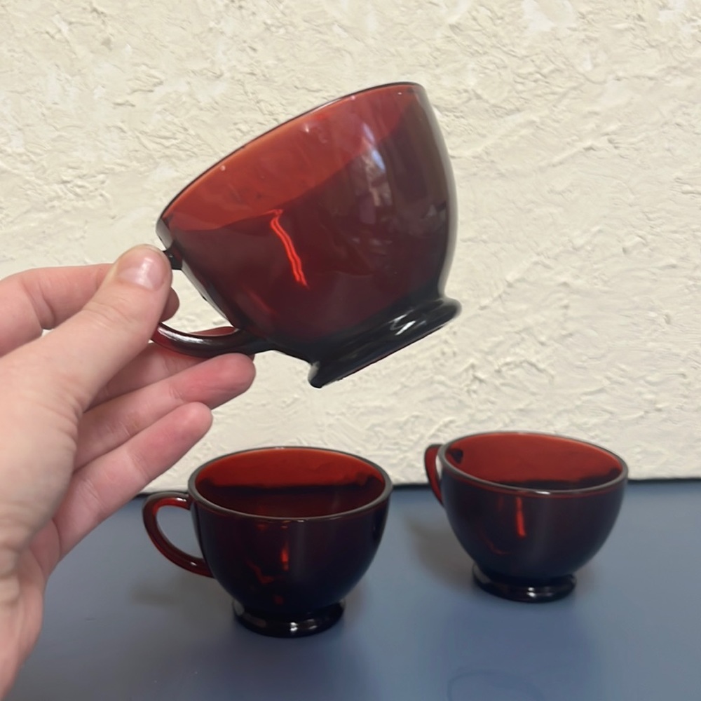 Vintage Anchor Hocking Ruby Punch Glass (Set of 3)